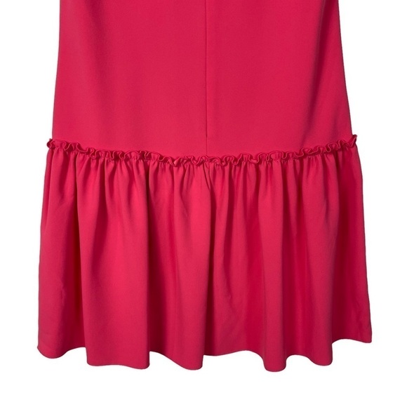 TRINA TURK YARROW SLEEVELESS DROP WAIST NOTCH NECK RUFFLE HEM DRESS - Picture 8 of 11